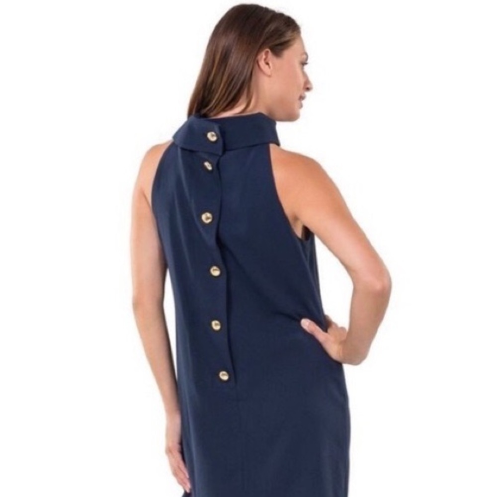 Sail To Sable Navy Cowl Neck Dress Small - Picture 8 of 8